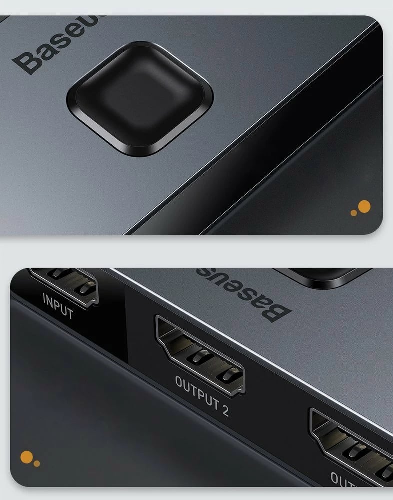 Switch HDMI Baseus CAHUB-BC0G, 2x HDMI, 4K/30Hz, Gri Switch HDMI Baseus CAHUB-BC0G, 2x HDMI, 4K/30Hz, Gri