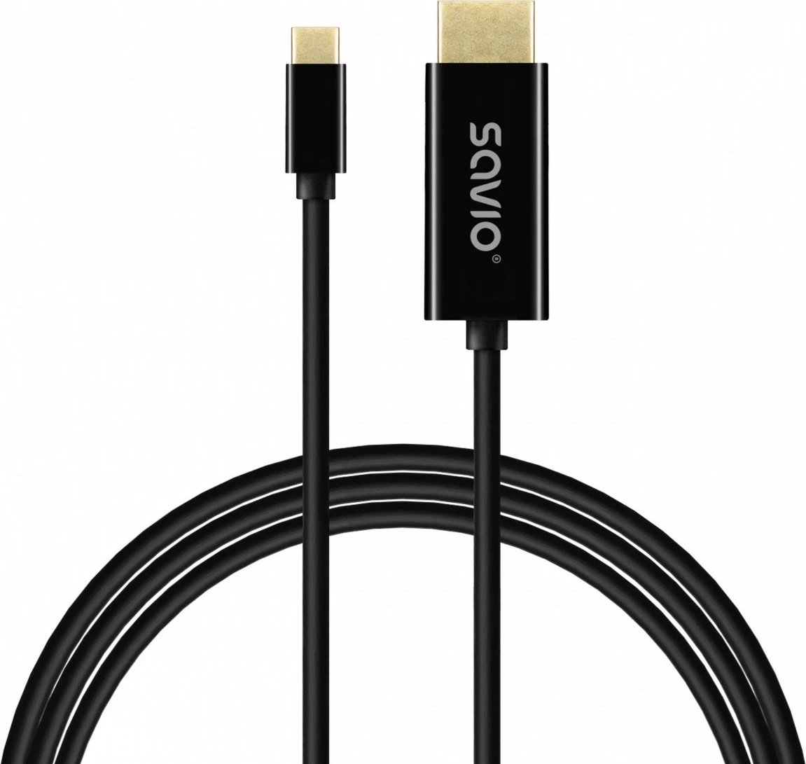 Kabllo USB-C në HDMI Savio CL-190, 1m, e zezë