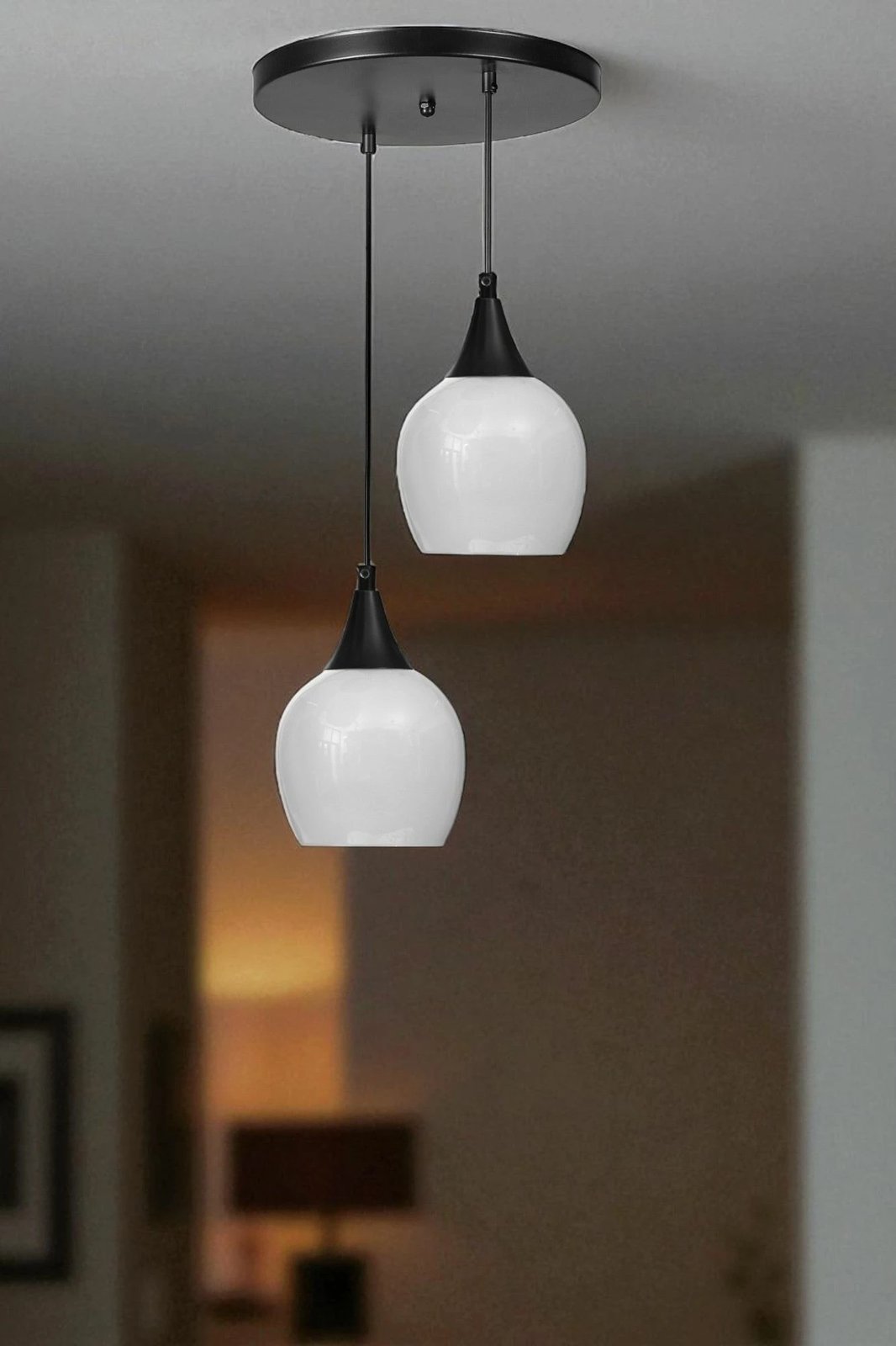 Llambadar Opviq, 9065-2, metal e xham, e bardhë dhe e zezë