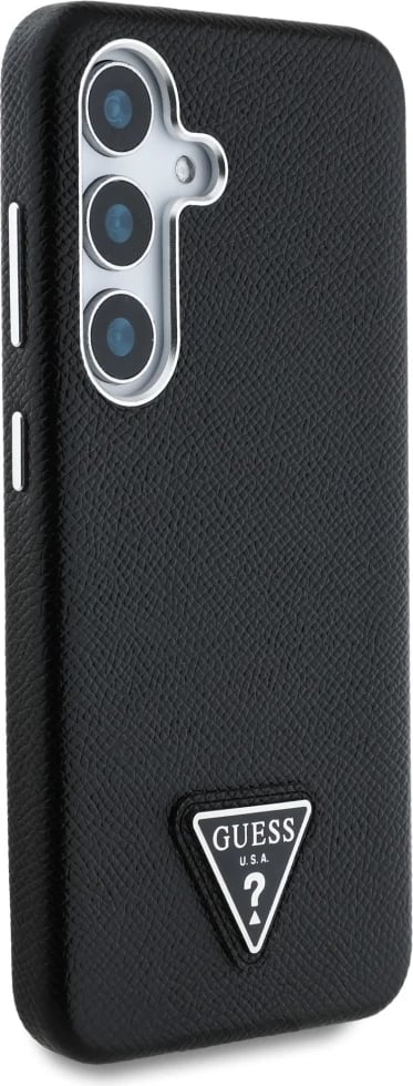 Mbështjellës Guess Grained Triangle Logo MagSafe për Samsung Galaxy S25, i zi Mbështjellës Guess Grained Triangle Logo MagSafe për Samsung Galaxy S25, i zi