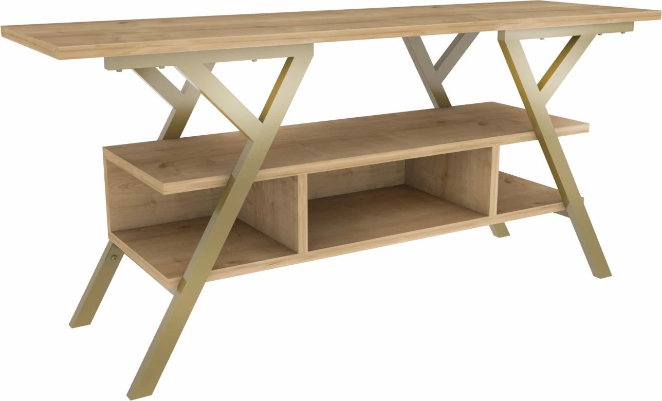 Komodinë për TV Skye Decor, ngjyrë ari, lis, Minerva