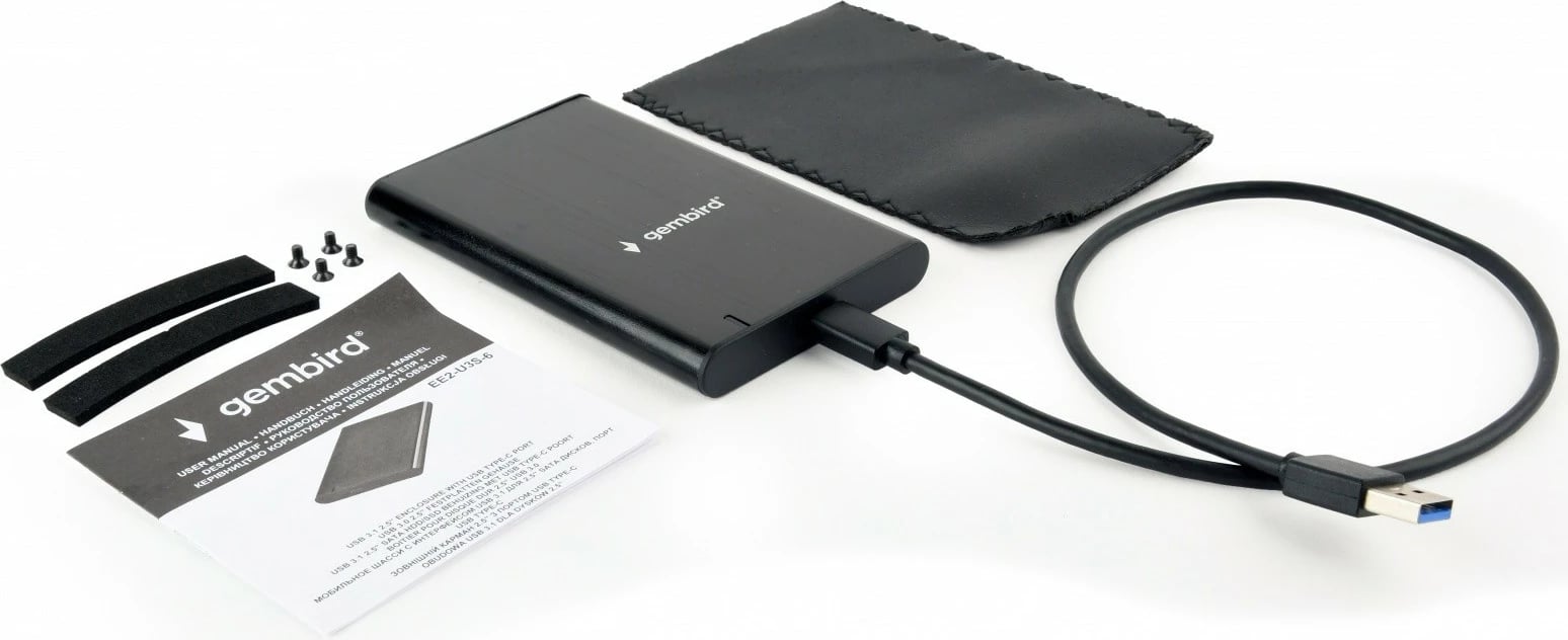 Kasë e jashtme Gembird EE2-U3S-6, 2.5 inç, USB 3.1, e zezë