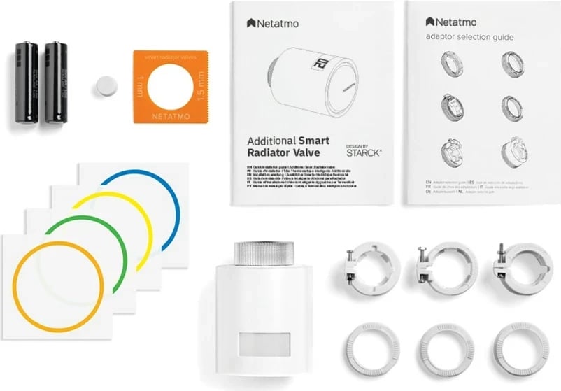 Set termostat i mençur Netatmo me 3 valvula të mençura për radiator, i bardhë