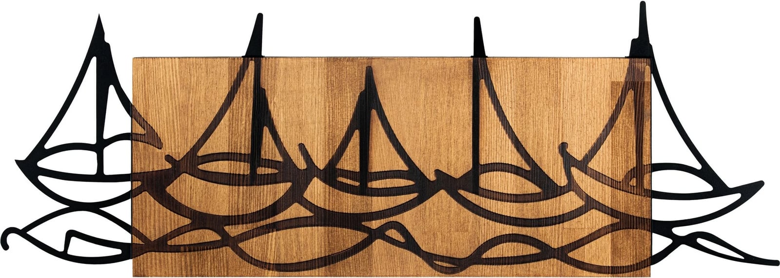 Aksesor dekorativ prej druri për mur, Wallity, Anije në det