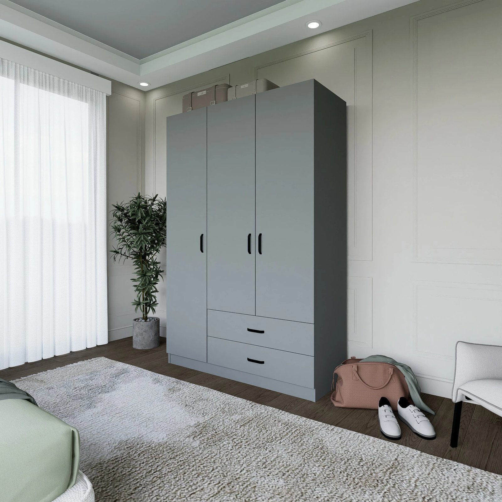 Dollap rrobash, ngjyrë gri, Skye Decor Yaman Luna 1600-037, 120x181x45cm