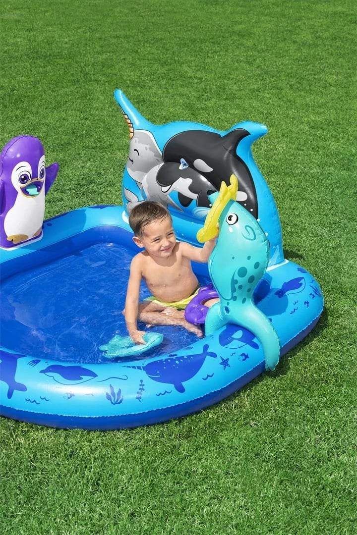 Qendër loje uji e fryrë për fëmijë Bestway Polar Pals, 1.34 m x 1.31 m x 73 cm, Blu
