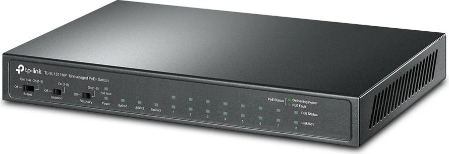 Switch TP-LINK TL-SL1311MP, 8x PoE+ 10/100 Mbps, 2x GE, 1x SFP, Desktop