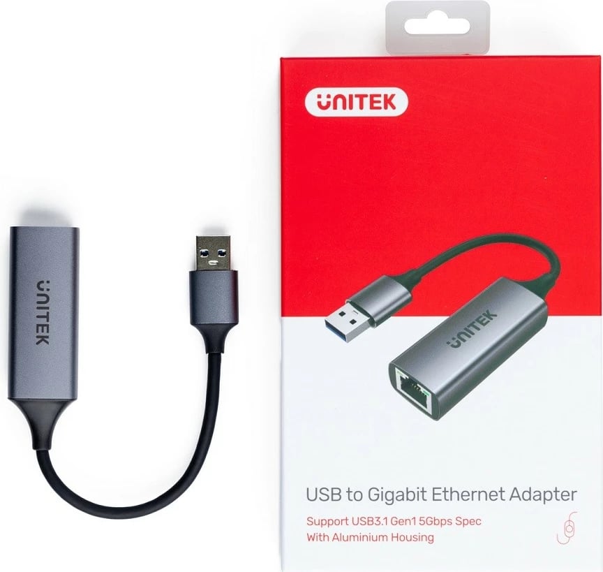 Adapter USB-A në RJ45 Unitek U1309A, 1000 Mbps, Gri