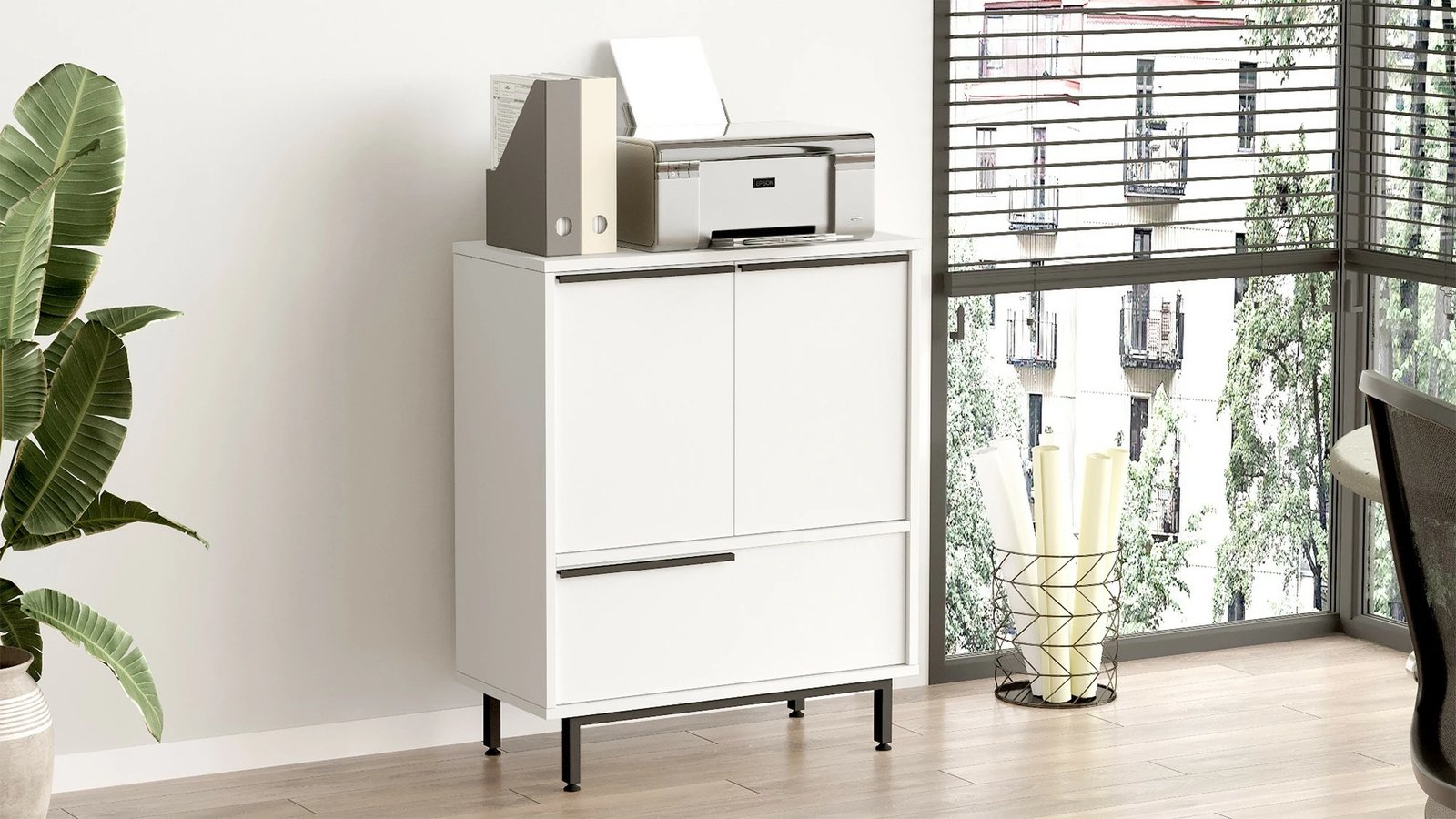 Dollap multifunksional Hanah Home, On8B-W, i bardhë