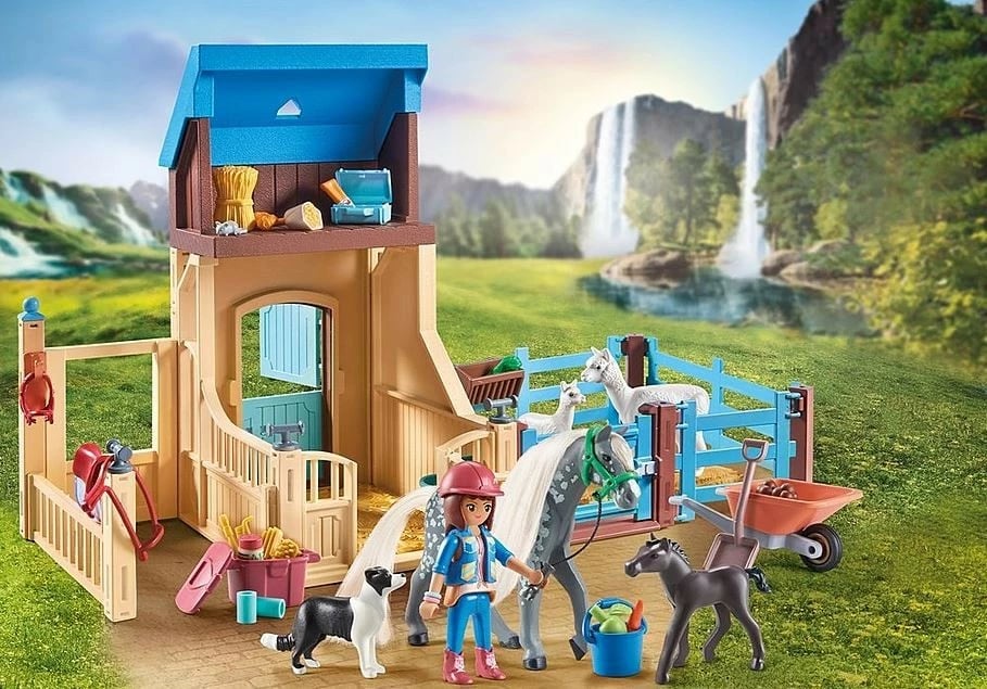 Set lodrash Playmobil Horses of Waterfall 71353 me Amelia, Whisper dhe stalla, 117 pjesë