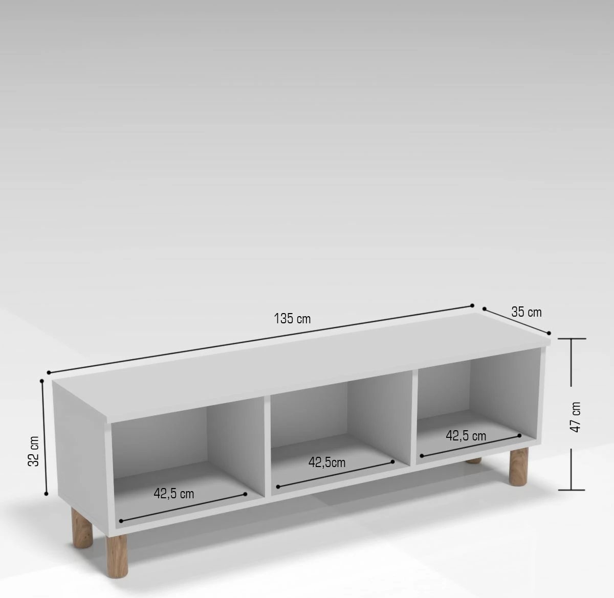 Komodë TV Skye Decor, Bellora 135, ngjyrë pishë Atlantike dhe e bardhë