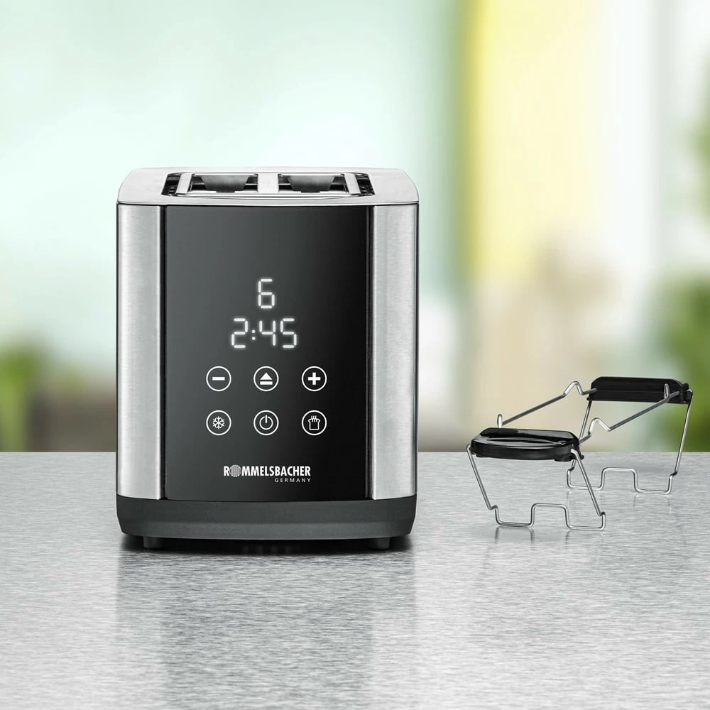 Toster Rommelsbacher TO 850, 2 feta, Touch, LED, 850 W, Ngjyrë e zezë, Inoks