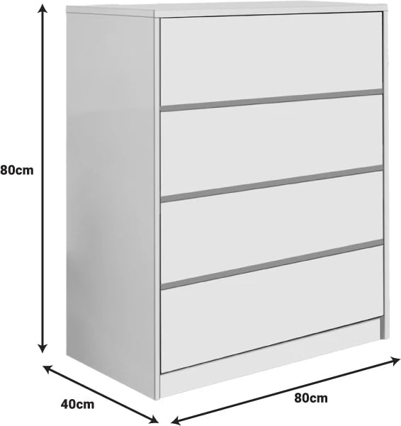 Komodë mdf me sirtarë, ngjyrë e bardhë, 80x40x80cm