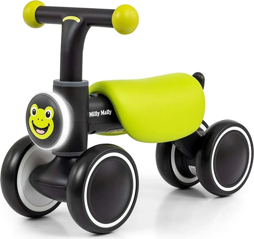 bicikletë balancuese fëmijësh, Milly Mally, York, 4 rrota, dritë LED dhe tinguj, 12–36 muaj, deri 25 kg, jeshile