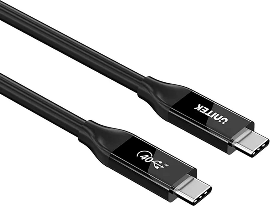 Kabllo USB-C UNITEK C14100ABK01-2M, 2m, USB 4.0, 100W, 40Gbps, e zezë