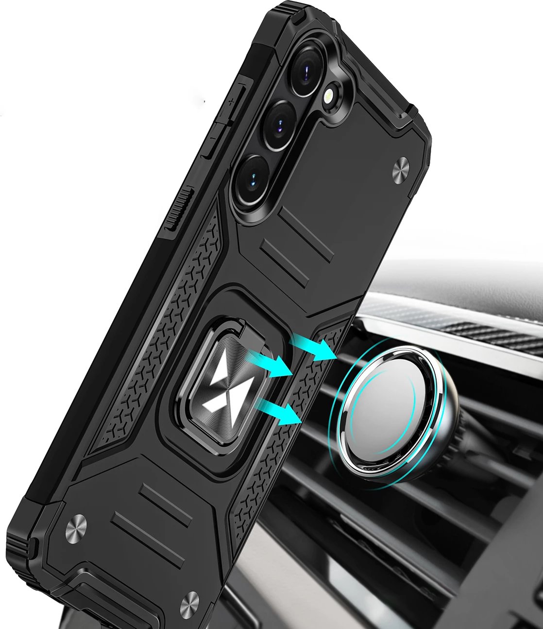 Mbështjellës Wozinsky Ring Armor për Samsung Galaxy S23, me mbajtëse unaze, i zi Mbështjellës Wozinsky Ring Armor për Samsung Galaxy S23, me mbajtëse unaze, i zi