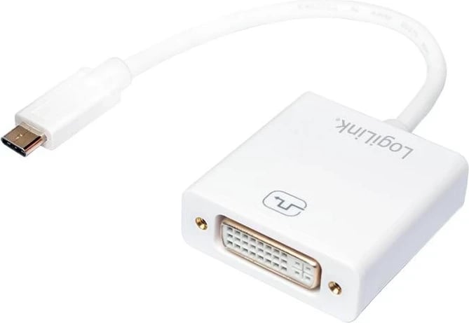 Adaptori LogiLink USB 3.1 C në DVI, i bardhë