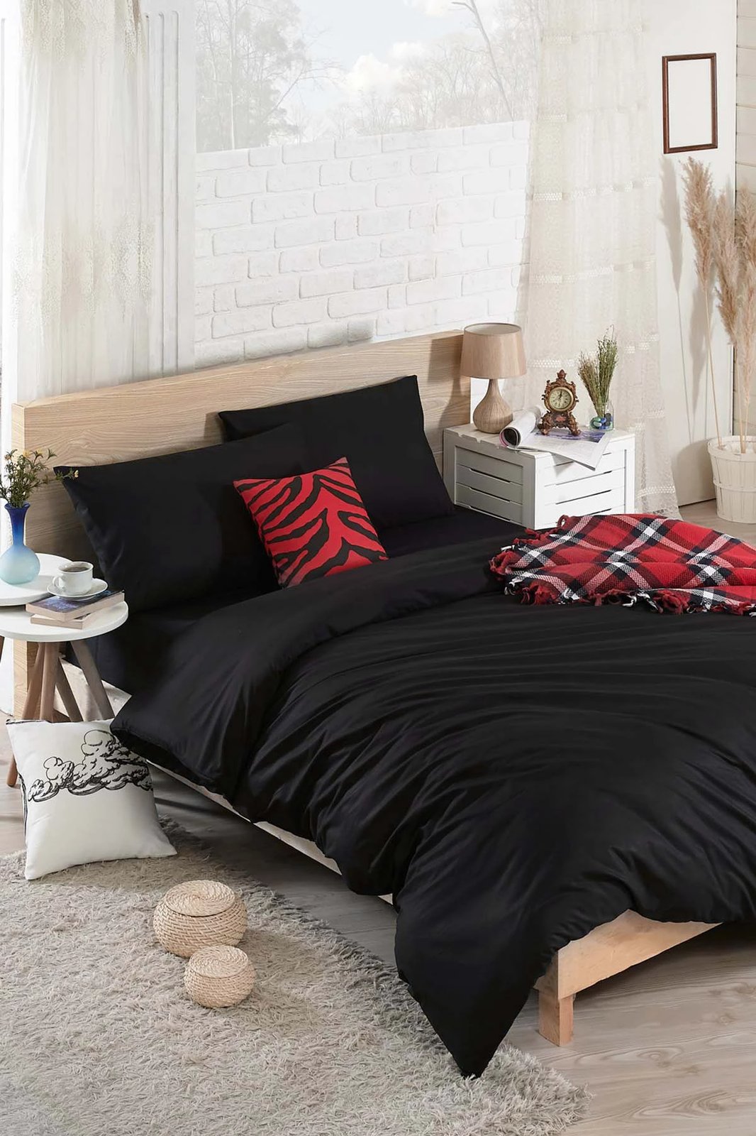 Set mbulesë për jorgan king size, ngjyrë e zezë, L'essentiel Set mbulesë për jorgan king size, ngjyrë e zezë, L'essentiel