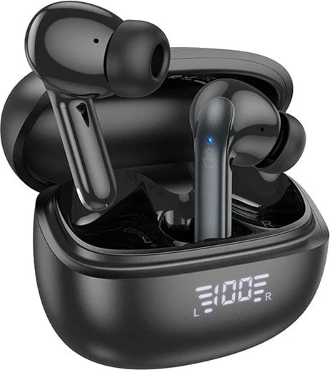 Kufje wireless HOCO EQ5, in-ear, Bluetooth 5.3, me kuti karikimi, e zezë