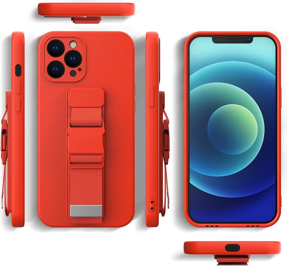 Mbështjellës Hurtel për iPhone 12 Pro me litar, e kuqe