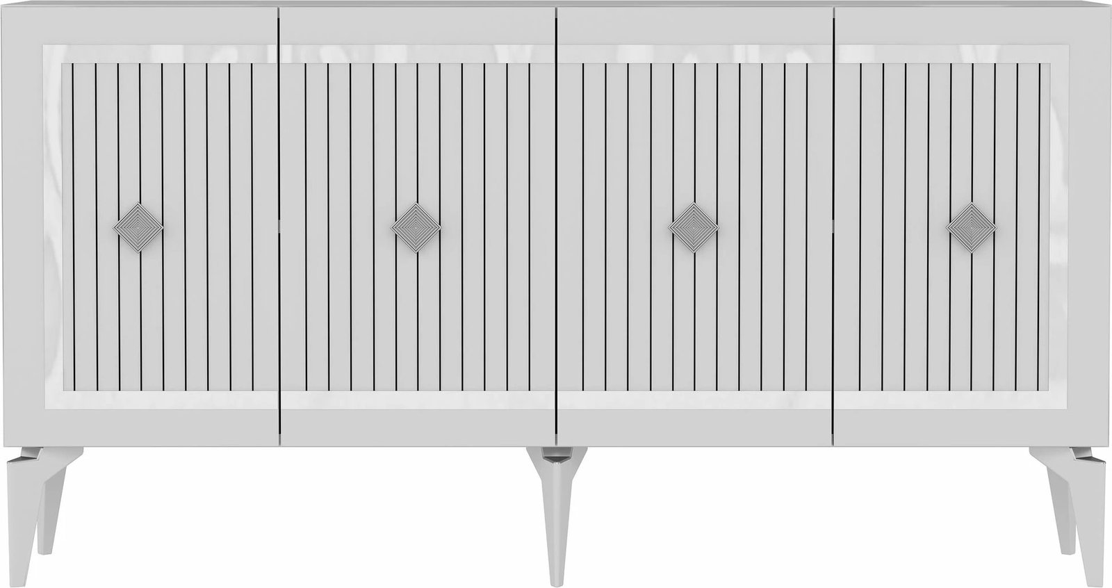 Konsolë Skye Decor, e bardhë, argjend