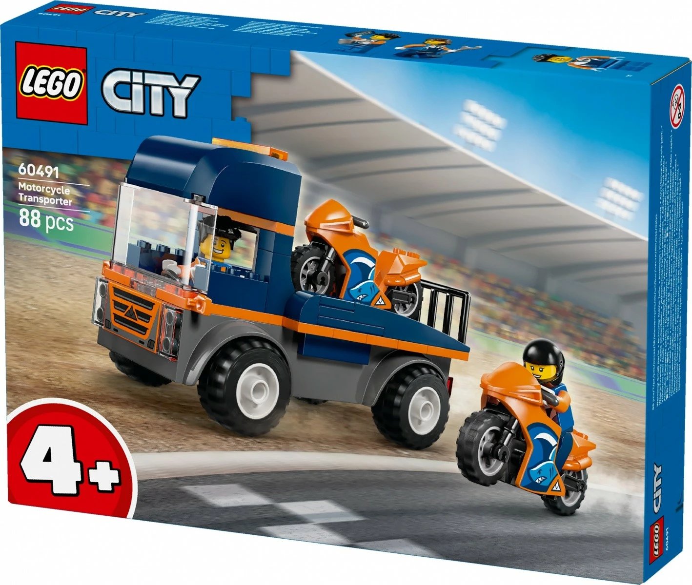 Set ndërtimi LEGO City 60491 transportues motoçikletash 88 pjesë 4+ blu/portokalli