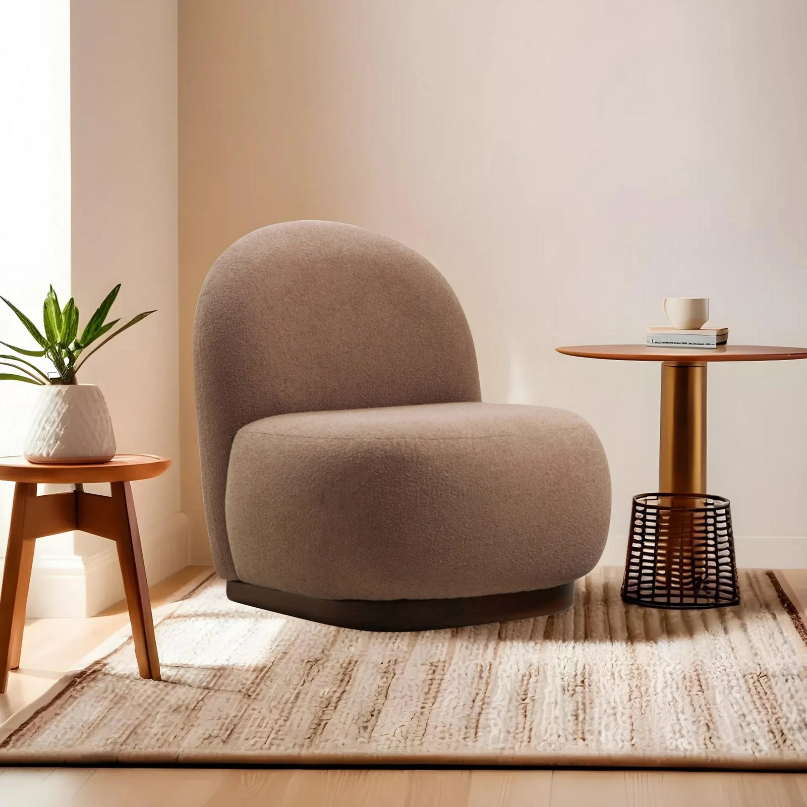 Karrige Wing Tina, ngjyrë kapuçino, Atelier del Sofa