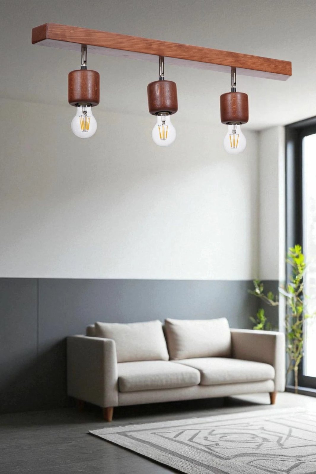 Llambë tavani druri Opviq, ngjyrë lisi, 9005-1