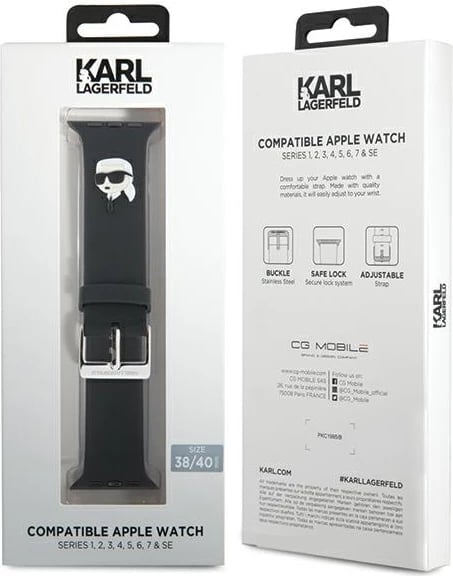 Rrip Apple Watch Karl Lagerfeld 3D Rubber Karl Head, silikon, i zi, 38/40/41mm