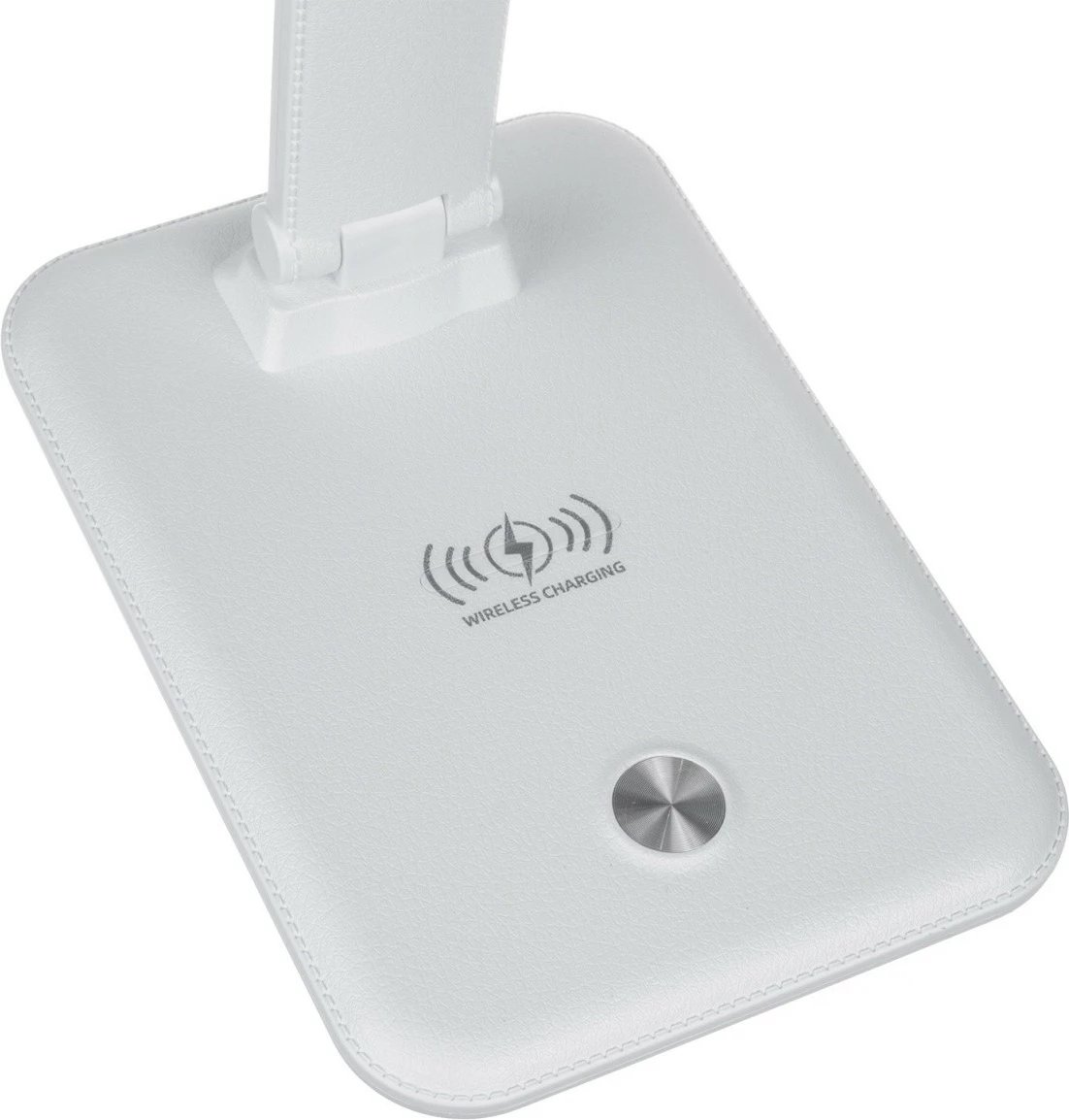 Lampë tavoline LED Maclean MCE616W, 9W, me karikues wireless Qi, E bardhë