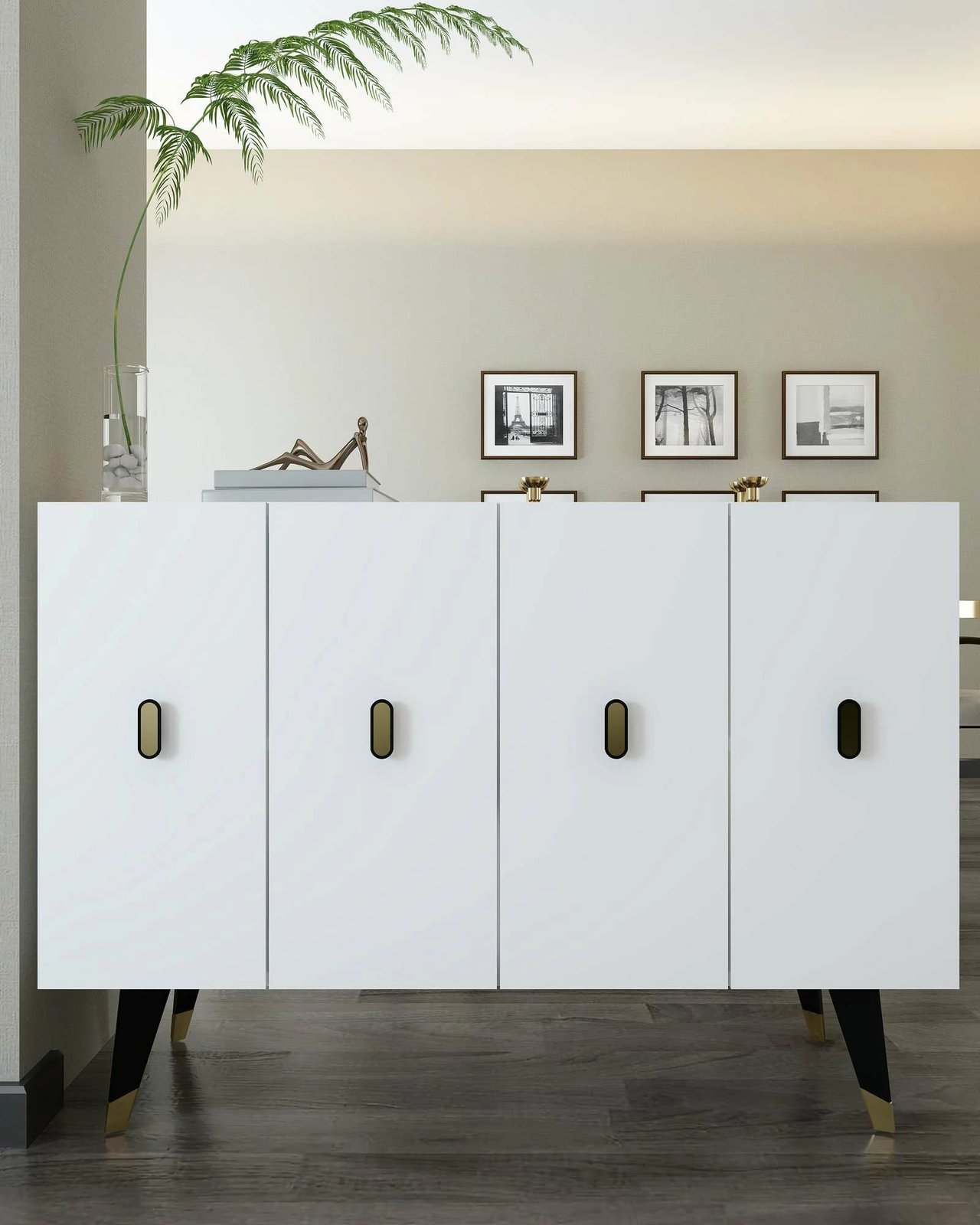 Konsol Skye Decor, e bardhë, e artë, 8168KM-32