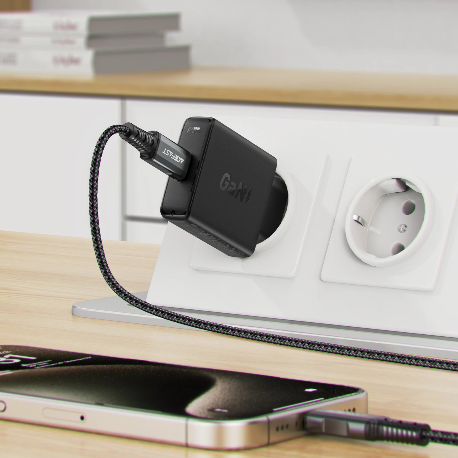 Karikues muri Acefast A65, GaN, 20W, USB-C, i zi