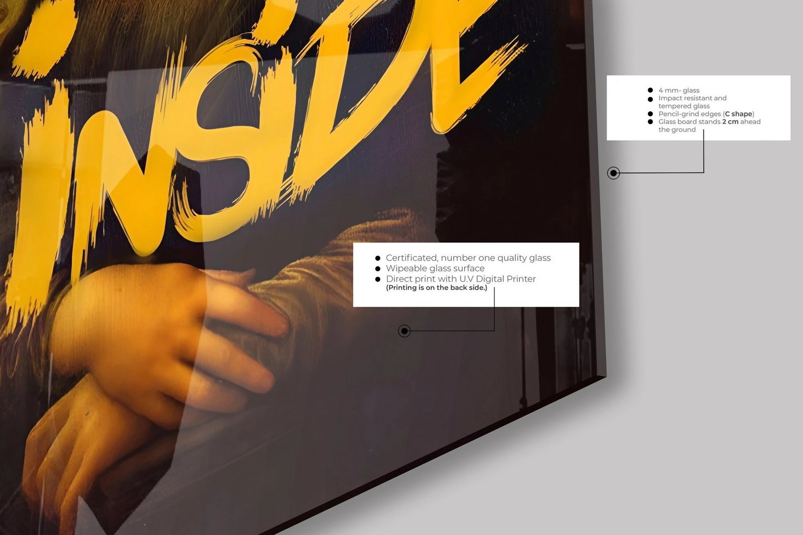 Pikturë dekorative prej xhami të temperuar, shumëngjyrëshe, Wallity CAM3688 - 70100, 70x100cm