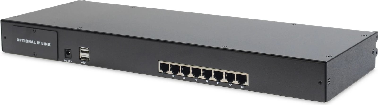 Konsole rackmount Digitus 19" TFT, 8-port KVM, touchpad, gjermanisht, e zezë