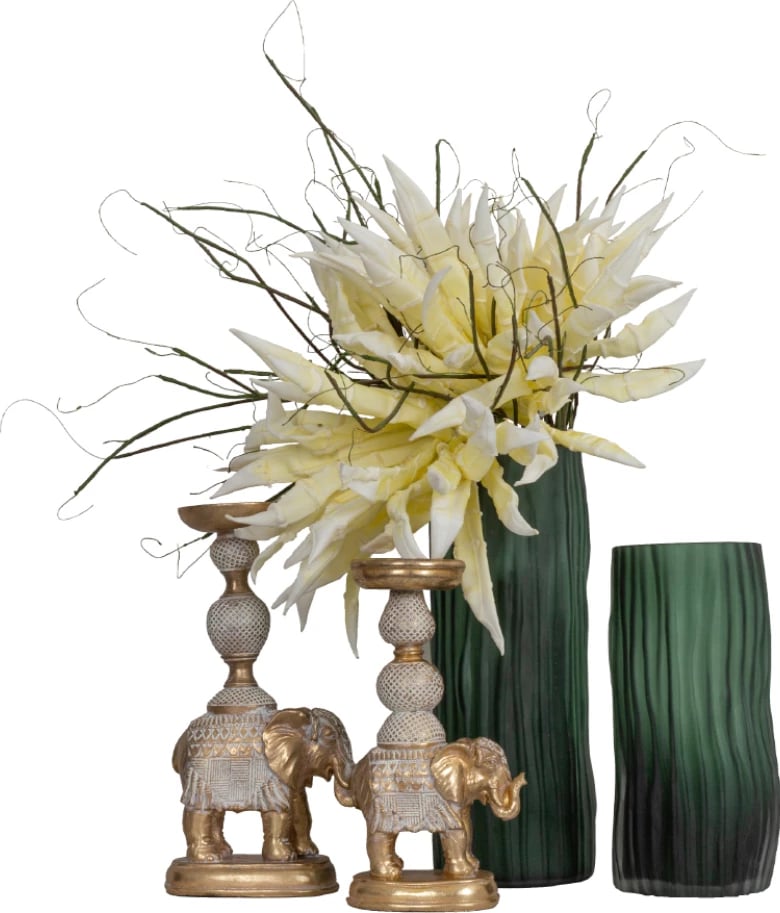 Mbajtës qiriri ELEPHAS, ari-bardhë, 15x9x28cm