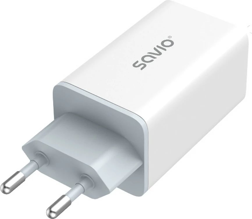 Mbushës muri Savio LA-07, 65W, GaN, 2x USB-C, 1x USB-A, i bardhë