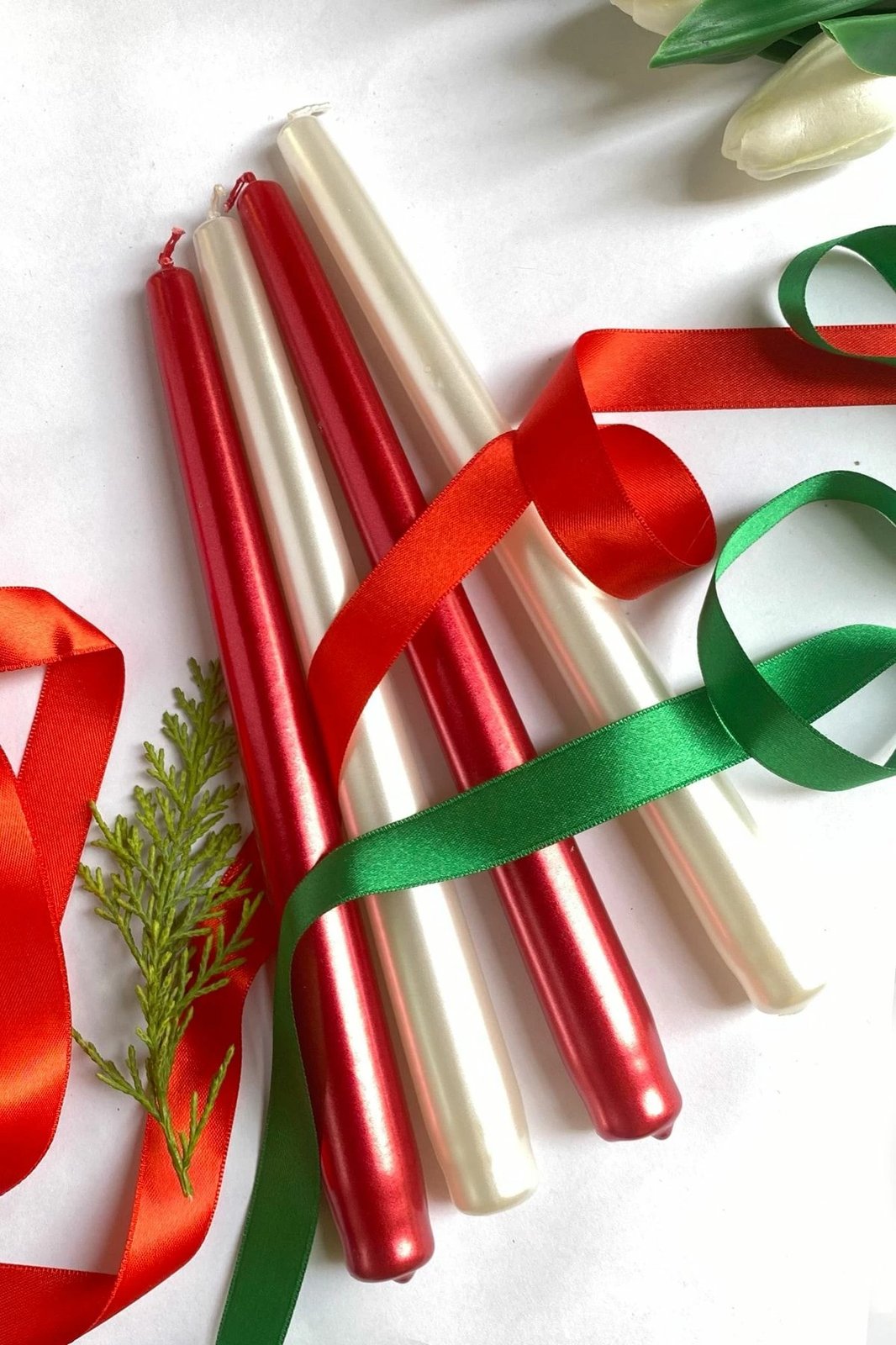 Set qirinjsh (4 copë), Evila Originals, Premium Christmas 4, të kuq e të bardhë