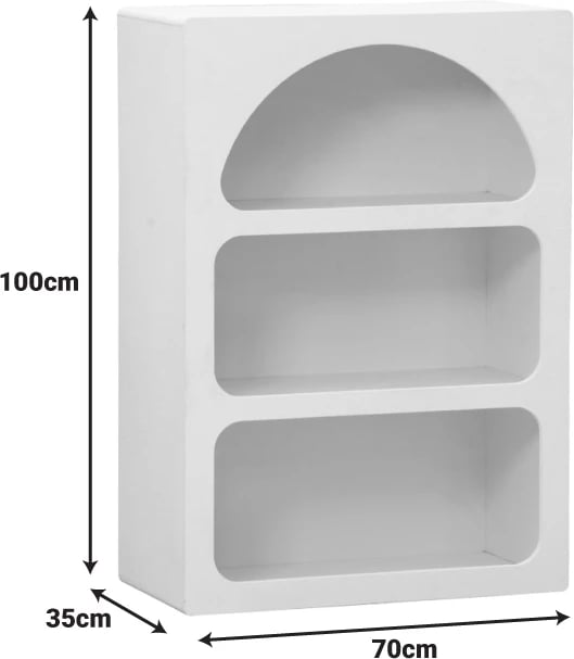 Raft librash Emersi, MDF, ngjyrë e bardhë, 70x35x100cm