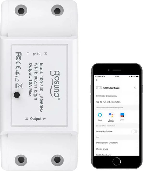 Switch smart Gosund SW3, WiFi, Tuya, i bardhë