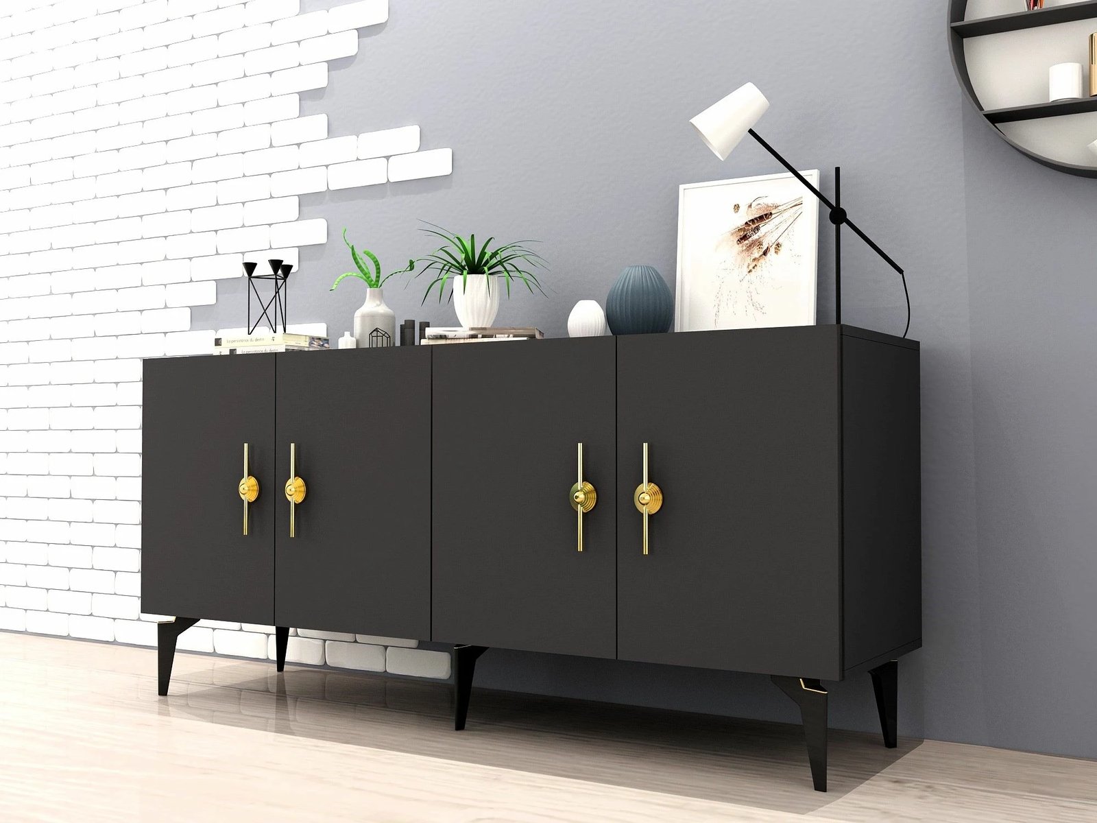 Konsolë Skye Decor, ngjyrë antracit, Zenit