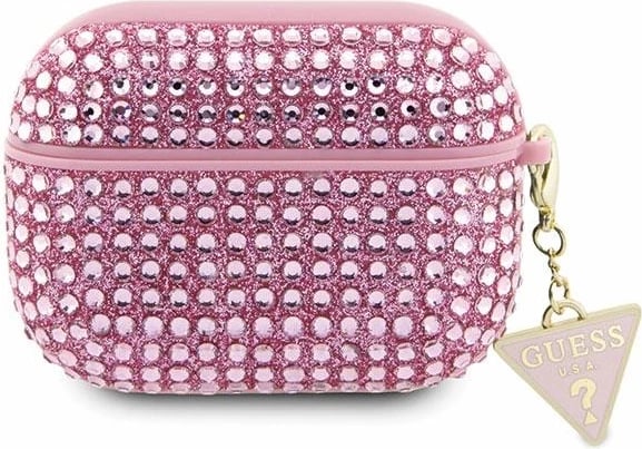 Mbështjellës Guess GUAPHDGTPP për AirPods Pro, Rhinestone Triangle, rozë