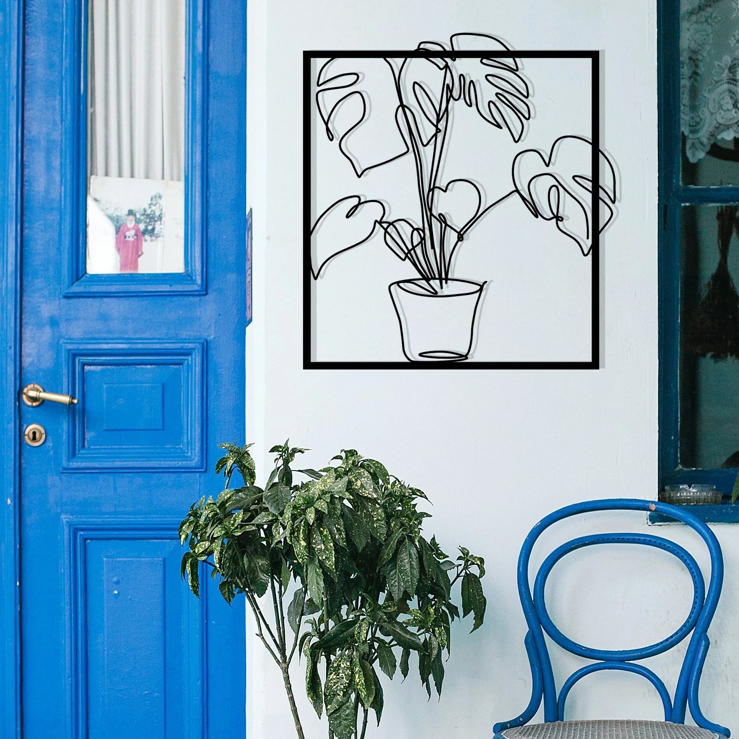 Aksesor dekorativ metalik për mur, Wallity, ngjyrë e zezë, 49x53cm