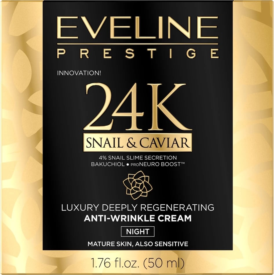 Krem nate anti-rrudha Eveline Cosmetics Prestige 24k Snail & Caviar për femra 50ml
