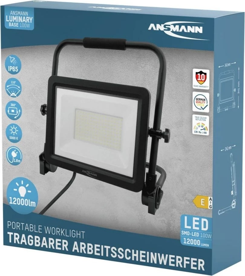 Prozhektor LED Ansmann FL100W-AC, 100 W, Alumini, i zi