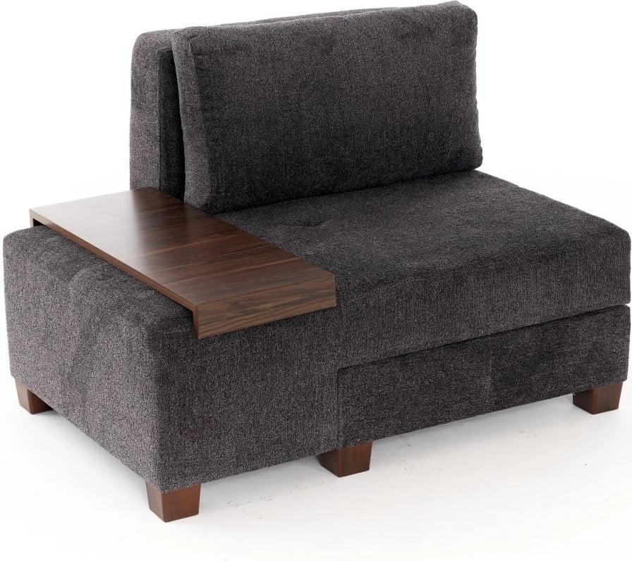 Krevat-kolltuk një vendësh, Atelier del Sofa, Perenna Chenille, antracit, pjesa e majtë