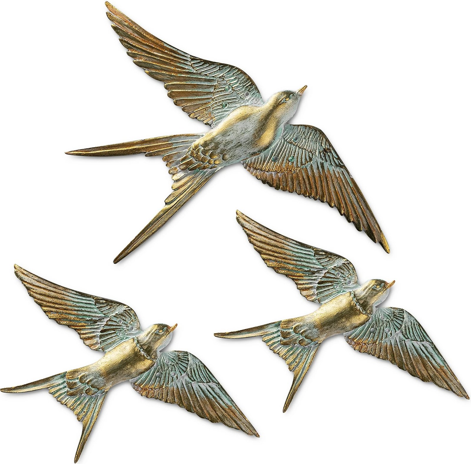 Aksesor dekorativ muri, Evila Originals, dallëndyshe fluturuese, ngjyrë ari dhe e bardhë