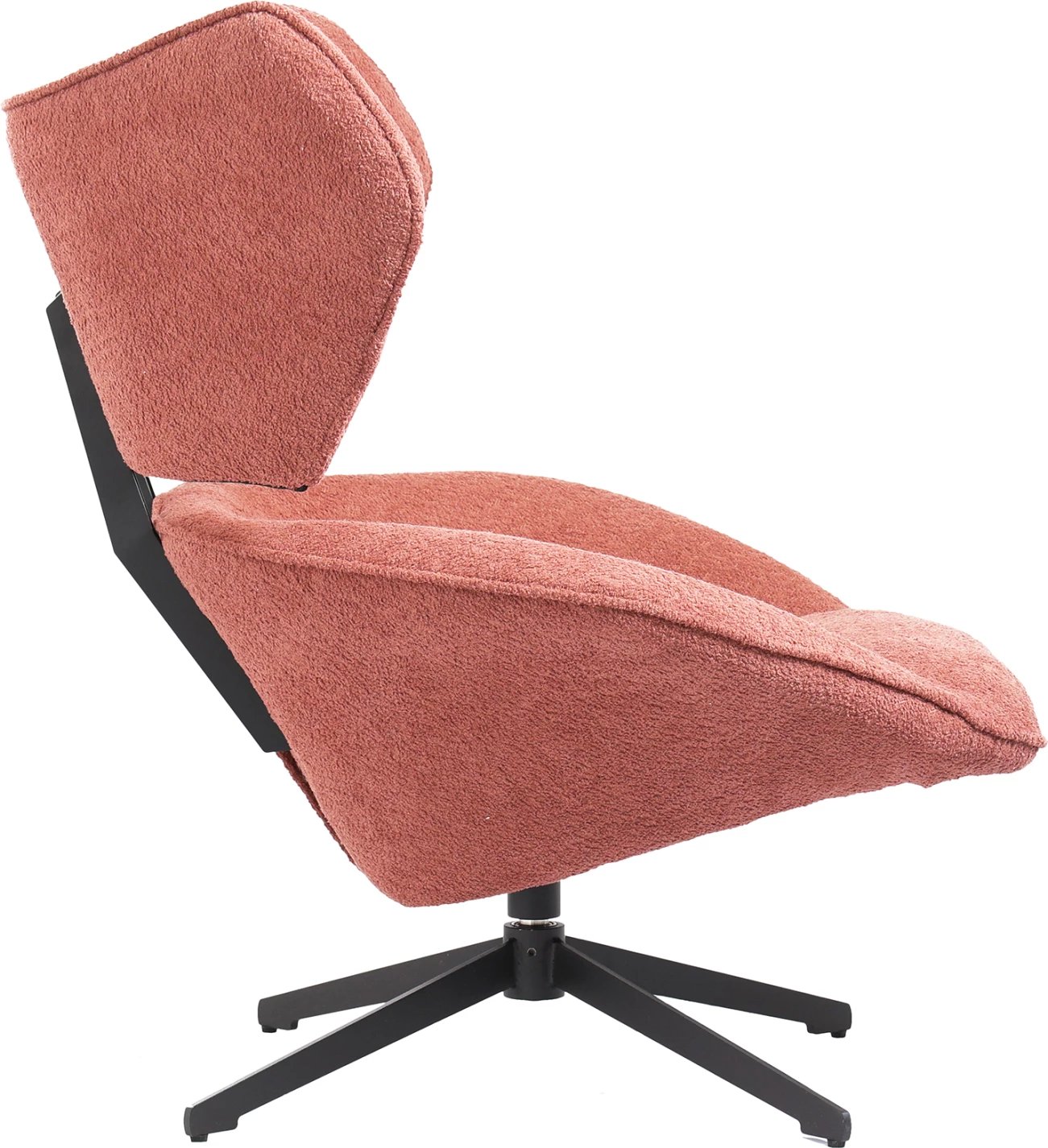 Karrige rrotulluese BRYLL FH9597.02, ngjyrë rozë boucle-bazë metalike e zezë, 86x90x97H cm