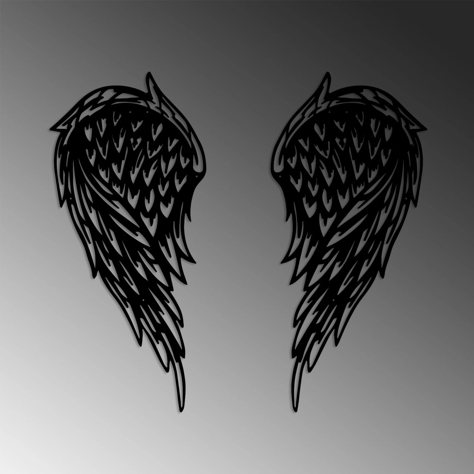 Aksesor dekorativ metalik për mur Wallity, Alato-1, 2 copë, ngjyrë e zezë