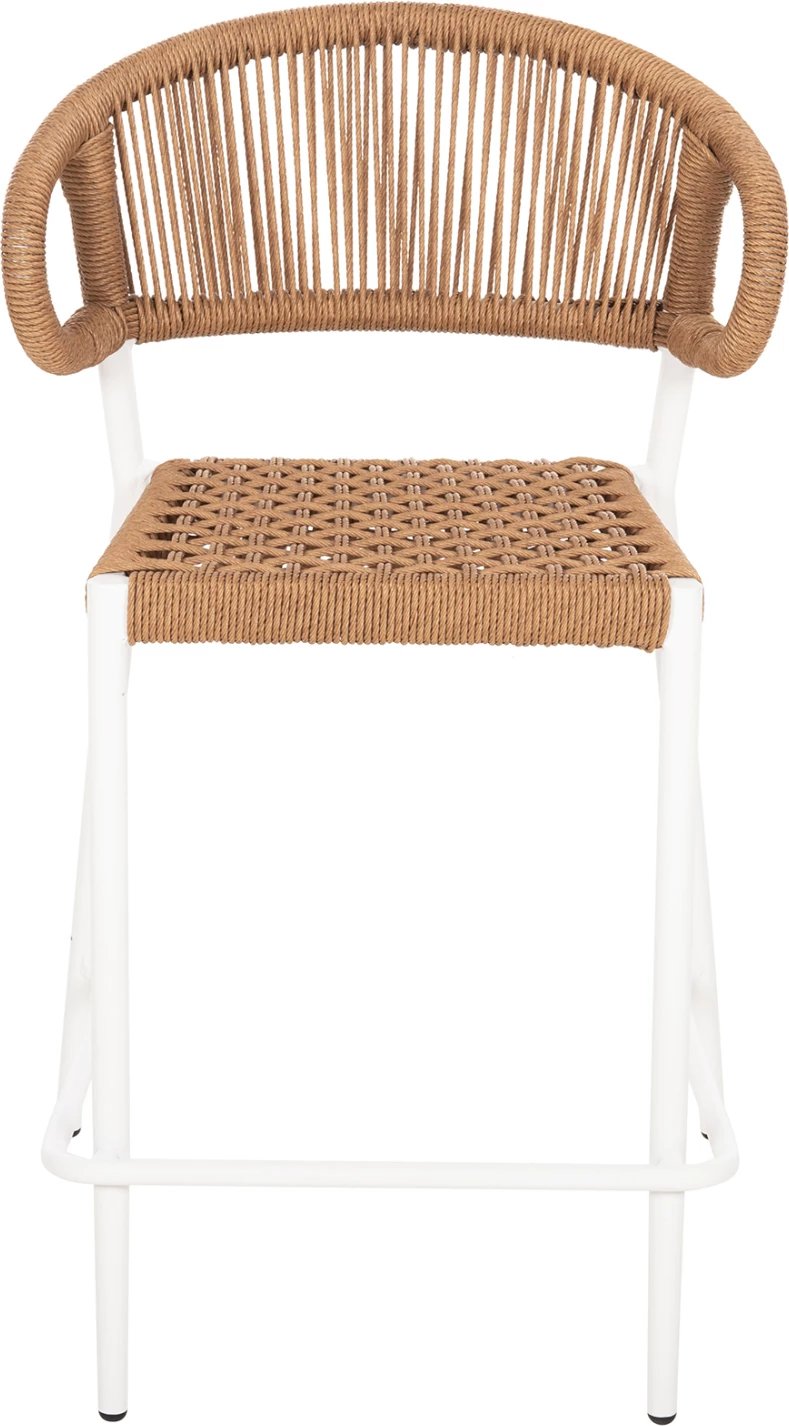 Karrige për bar, lartësi mesatare, EULO FH6087.02, alumin në të bardhë, ratan sintetik në bezhë, 60x60x99H cm