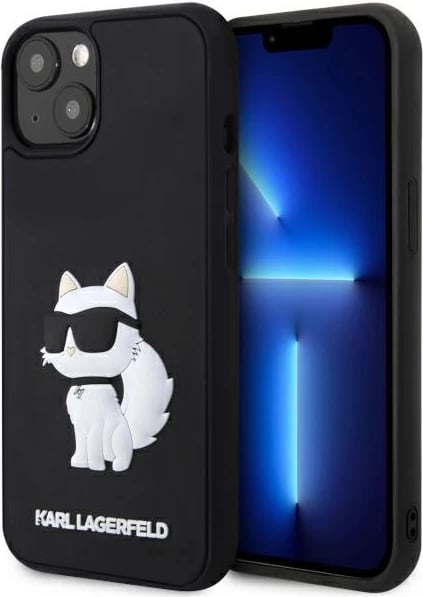 Mbështjellës Karl Lagerfeld KLHCP14S3DRKHNK për iPhone 14 6.1", i zi, 3D Rubber Choupette